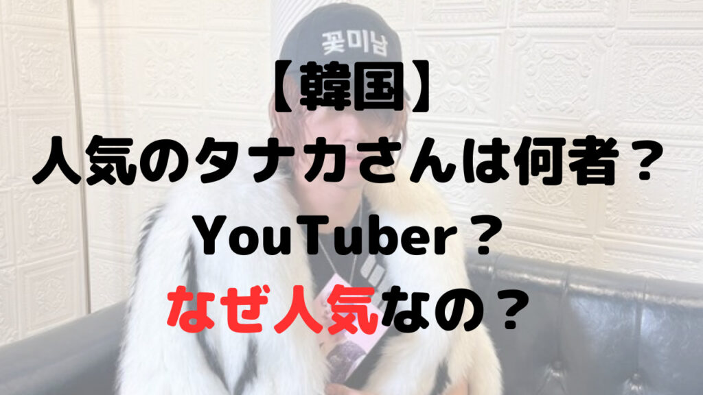 【韓国】人気のタナカさんは何者？YouTuber？なぜ人気なの？