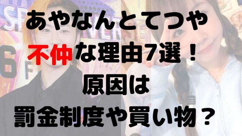 あやなんとてつやが不仲な理由7選！罰金制度や高額買い物が原因？